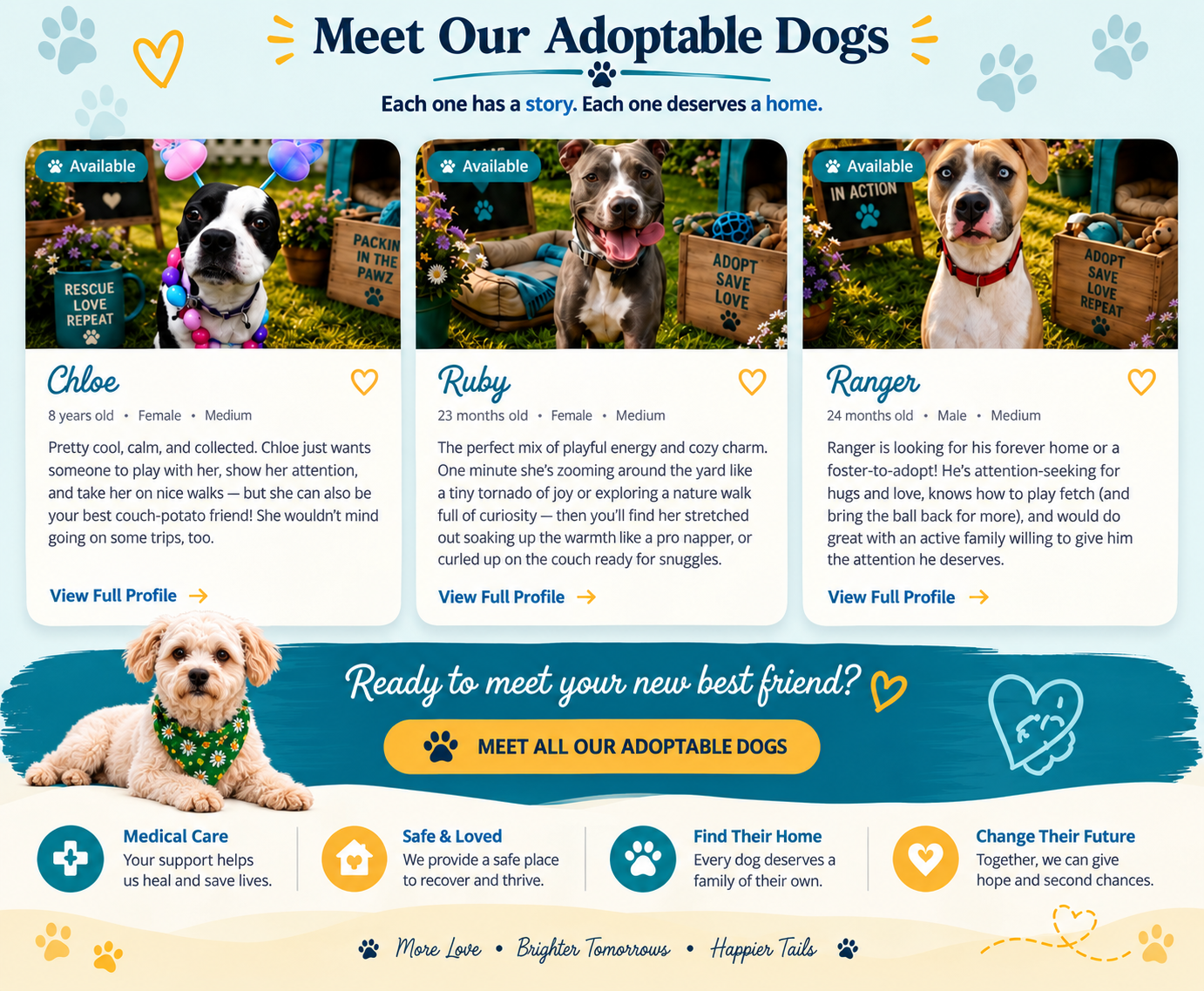 Meet Our Adoptable Dogs — Each one has a story. Each one deserves a home.